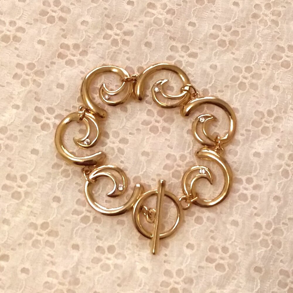 Vintage New Multi Link Charms Gold Plated Bracelet